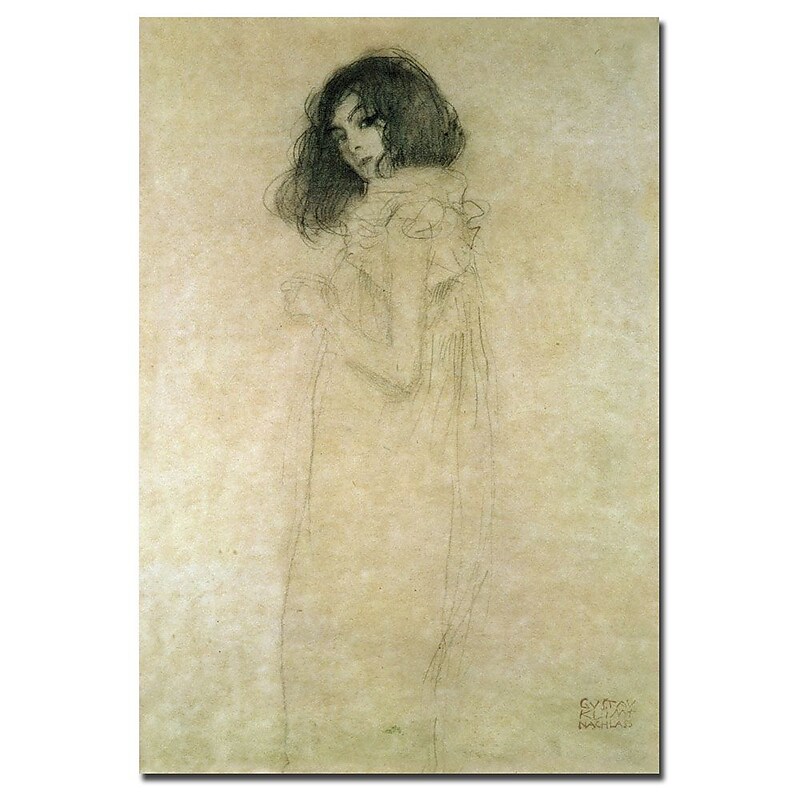 Trademark Fine Art Gustav Klimt 'Portrait of a Young Woman, 1896-97' Canvas Art 22x32 Inches image 1