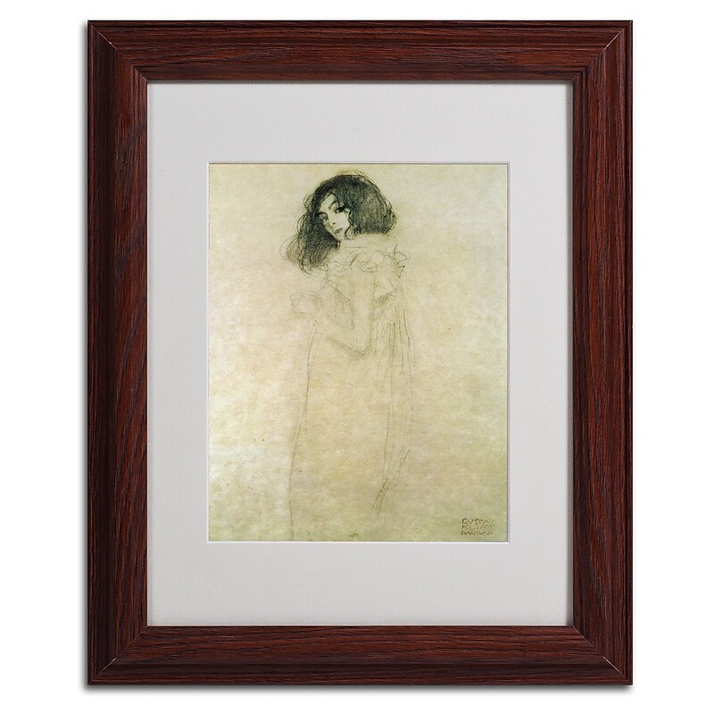 Gustav Klimt 'Portrait of a Young Woman 1896-97' Matted Fra - 11x14 Inches - Wood Frame image 1