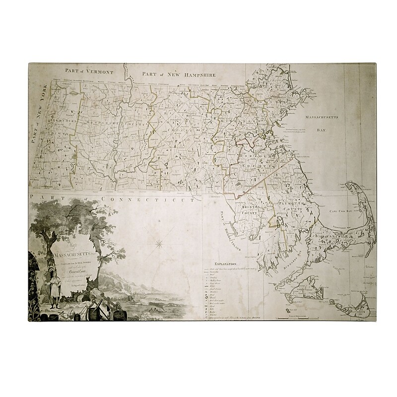 Trademark Fine Art Map of the State of Massachusetts 1801' Canvas Art 22x32 Inches image 1