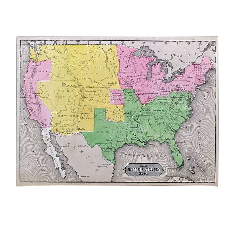 Trademark Fine Art 'Map of the United States in 1861' Canvas Art 16x24 Inches image 1