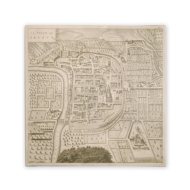 Trademark Fine Art Pierre Mortier 'Map of Trento, 1704' Canvas Art 18x18 Inches image 1