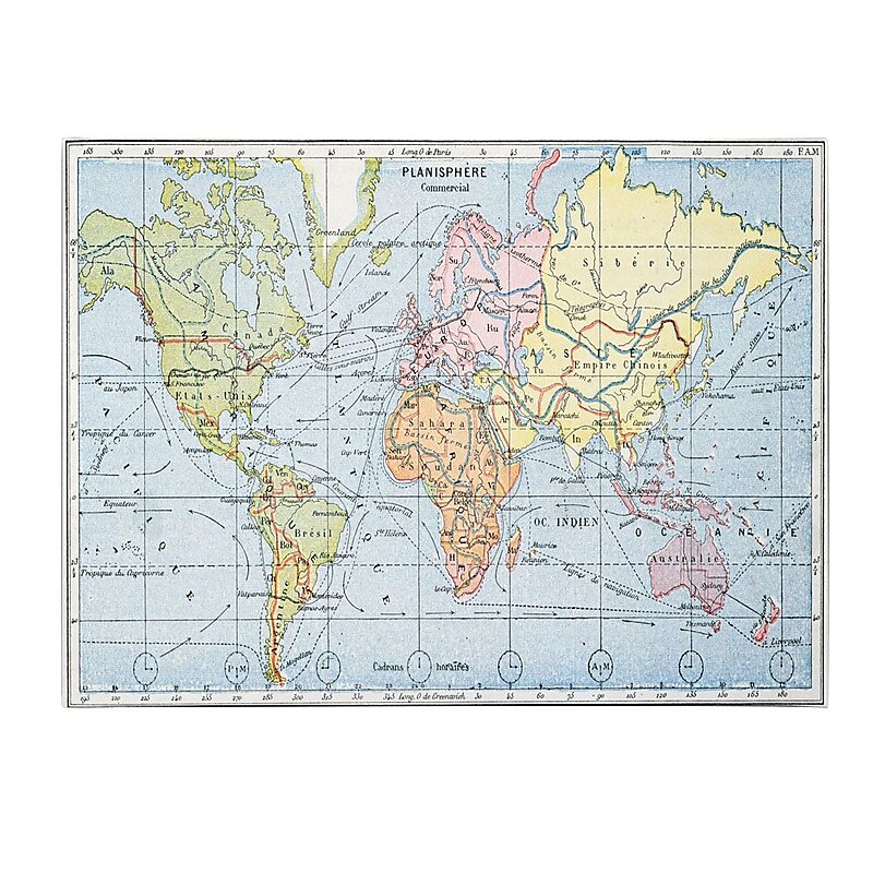 Trademark Fine Art Map of Principal World Trade Routes 1912' Canvas Art 14x24 Inches image 1