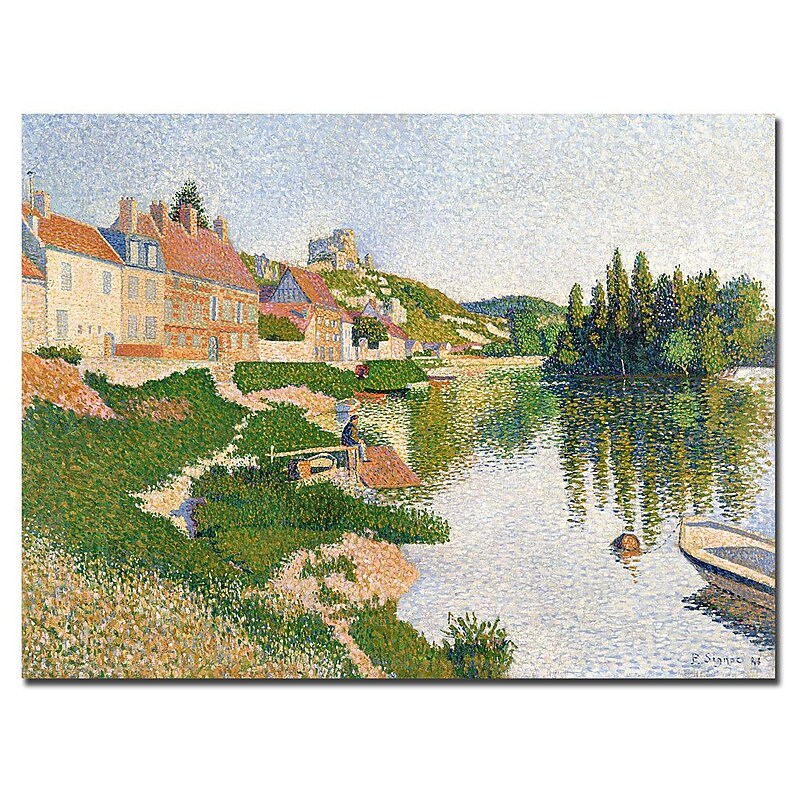Trademark Fine Art Paul Signac 'River Bank, Petit-Andely, 1886' Canvas Art 18x24 Inches image 1