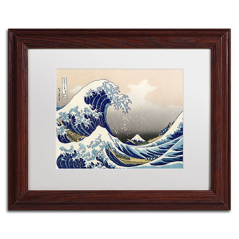 Katsushika Hokusai 'The Great Kanagawa Wave' Matted Framed A - 11x14 Inches - Wood Frame image 1
