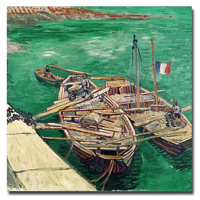 Trademark Fine Art Vincent van Gogh 'Landing Stage with Boats, 1888' Canvas 18x18 Inches image 1