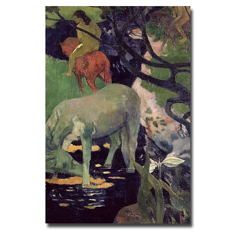 Trademark Fine Art Paul Gauguin 'The White Horse 1898' Canvas Art 16x24 Inches image 1