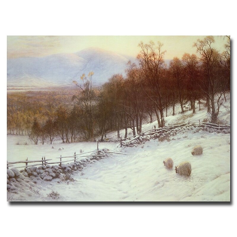 Trademark Fine Art Joseph Farquharson 'Snow Covered Fields with Sheep' Canvas image 1