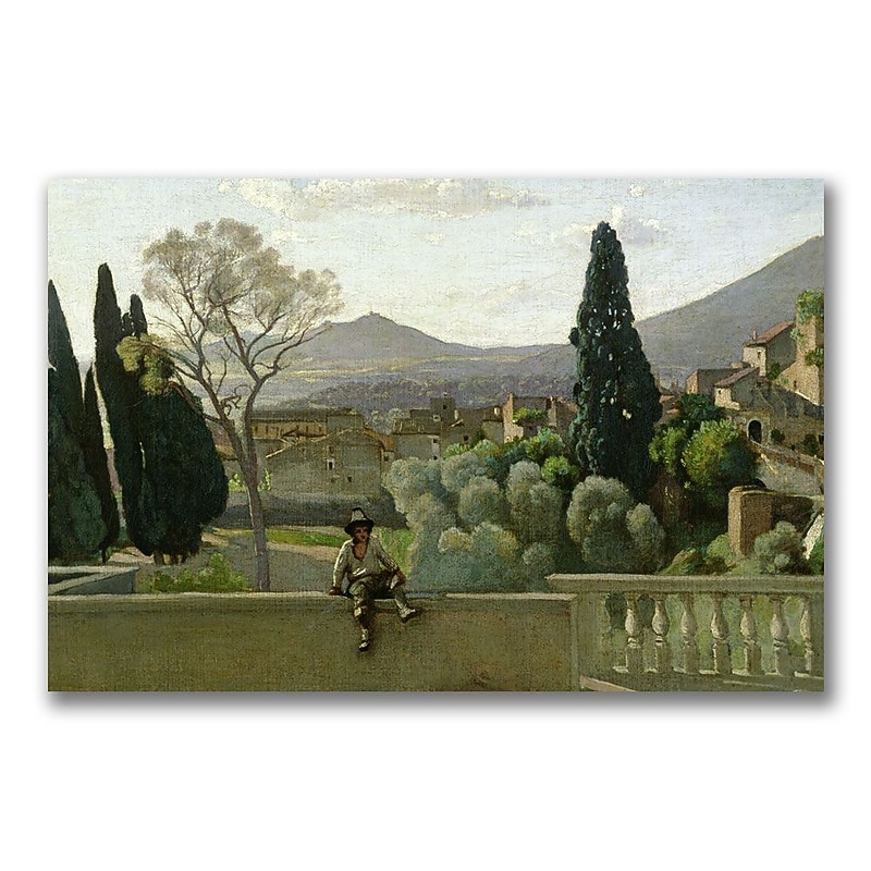 Trademark Fine Art Jean Baptiste Corot 'The Gardens of the Villa' Canvas 22x32 Inches image 1