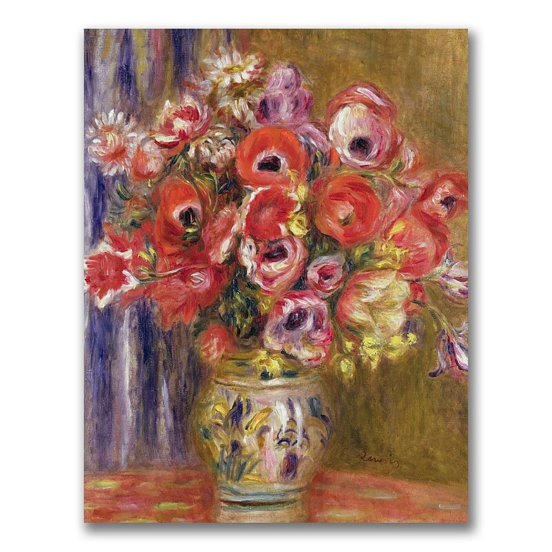 Trademark Fine Art Pierre Renoir 'Vase of Tulips and Anemones' Canvas Art 26x32 Inches image 1