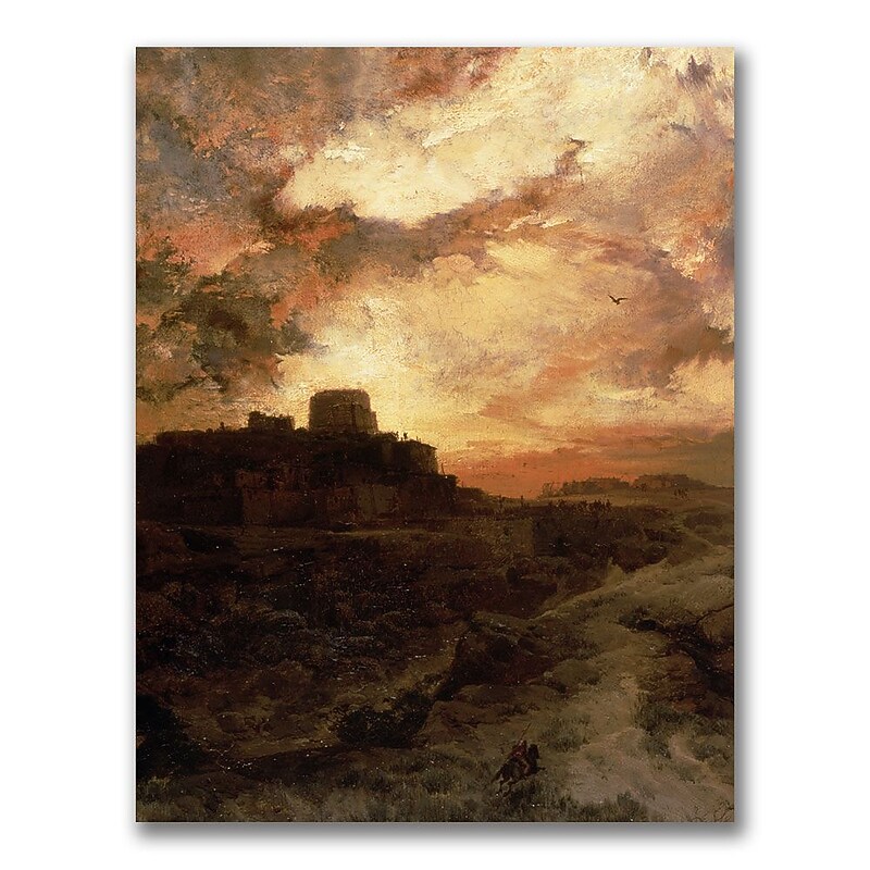 Trademark Fine Art Thomas Moran 'Sunset, Pueblo del Walpe, Arizona' Canvas Art image 1
