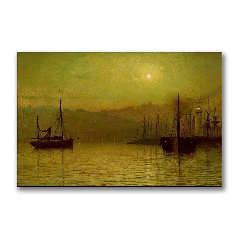 Trademark Fine Art John Grimshaw 'Calm Waters, Scarborough' Canvas Art 22x32 Inches image 1