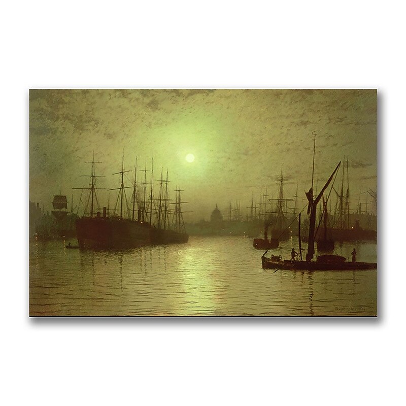 Trademark Fine Art John Grimshaw 'Nightfall Down the Thames, 1880' Canvas Art image 1