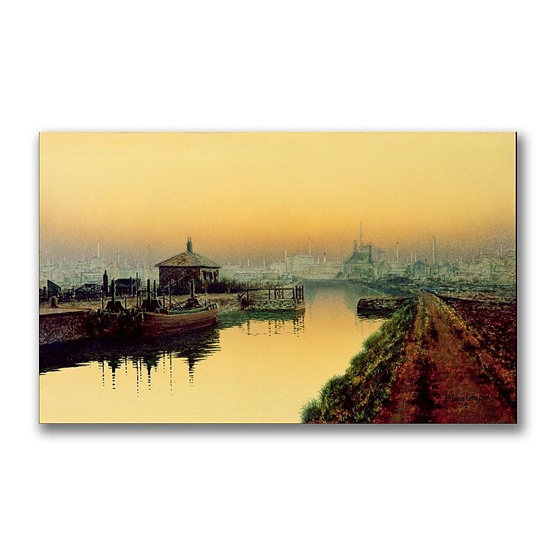 Trademark Fine Art John Grimshaw 'Knostrop Cut Leeds Sunday Night' Canvas Art 12x24 Inches image 1