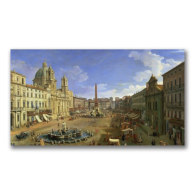 Trademark Fine Art Canatello 'View of the Piazza Navona Rome' Canvas Art 18x32 Inches image 1