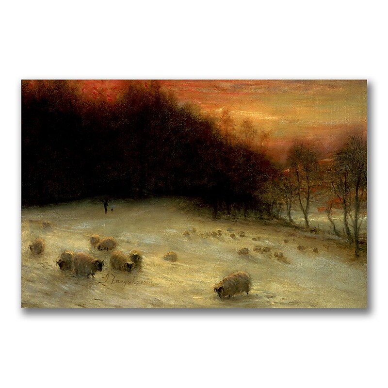 Trademark Fine Art Joseph Farquharson 'Sheep in a Winter Landscape' Canvas Art 22x32 Inches image 1