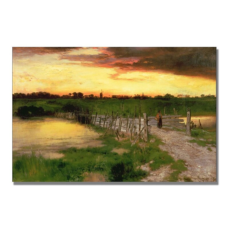 Trademark Fine Art Thomas Moran 'The Old Bridge over Hook Pond' Canvas Art 16x24 Inches image 1
