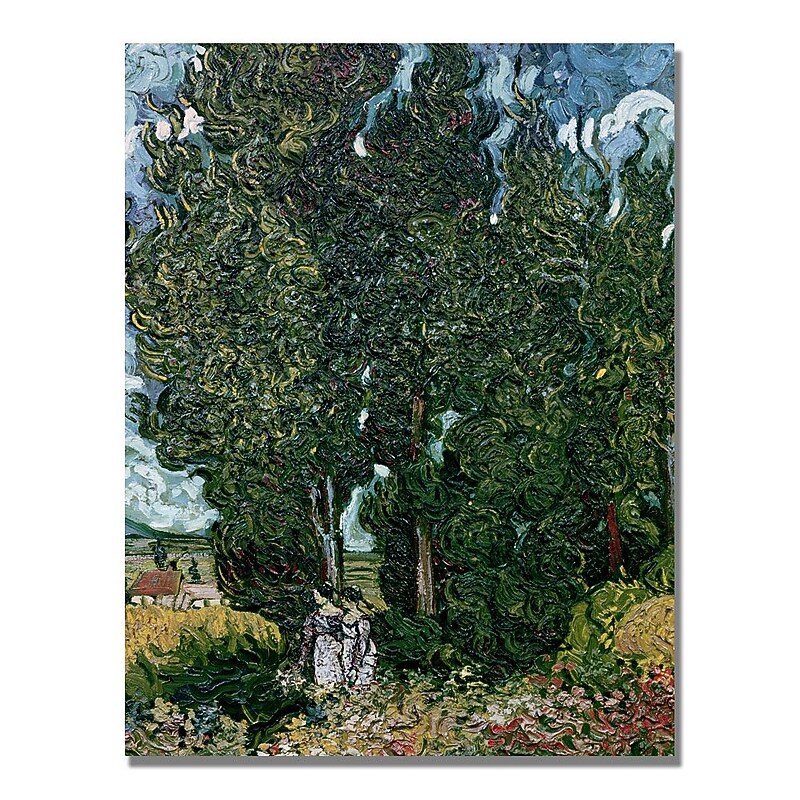 Trademark Fine Art Vincent Van Gogh 'The Cypresses' Canvas Art 24x32 Inches image 1