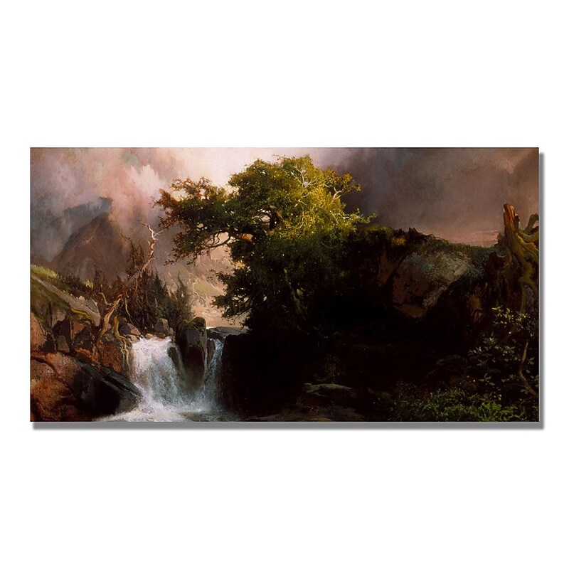 Trademark Fine Art Thomas Moran 'A Mountain Stream' Canvas Art 16x32 Inches image 1