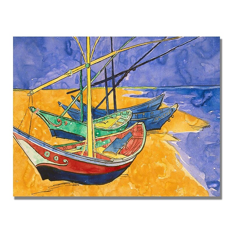 Trademark Fine Art Vincent Van Gogh 'Fishing Boats on the Beach' Canvas Art image 1