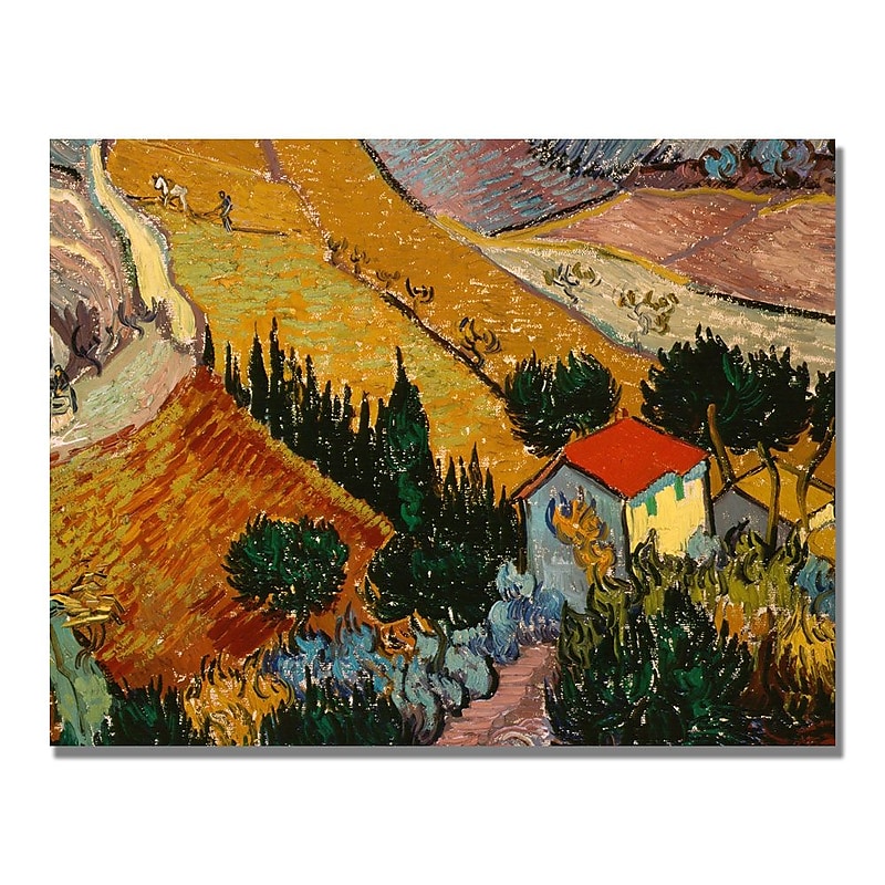 Trademark Fine Art Vincent Van Gogh 'Landscape with House' Canvas Art image 1