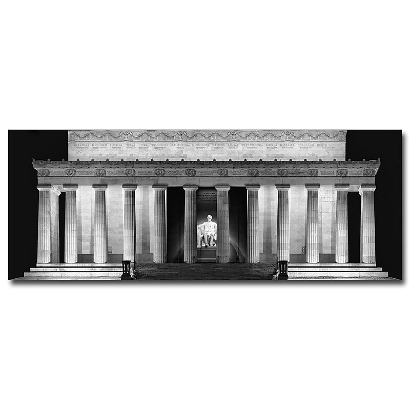 Trademark Fine Art Gregory Ohanlon 'Lincoln Memorial-Night' Canvas Art 14x32 Inches image 1