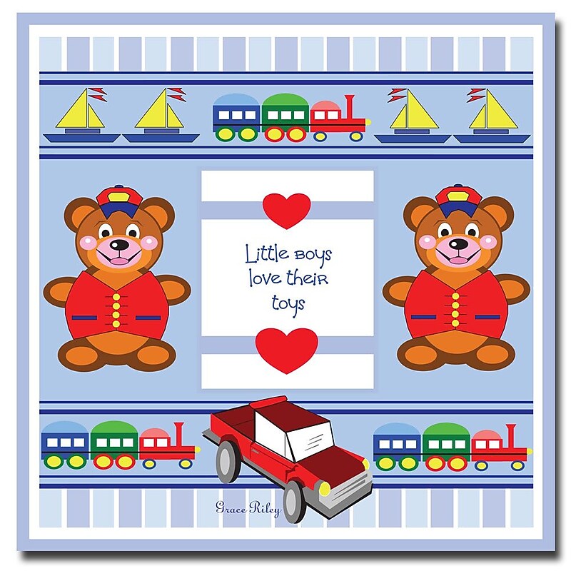 Trademark Fine Art Grace Riley 'Boys Love Toys' Canvas Art, GR1283A-C1414GG image 1