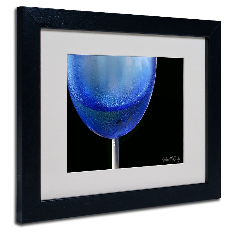 Trademark Fine Art Kathie McCurdy 'Blue Wine Glass' Matted Art Black Frame 16x20 Inches image 1