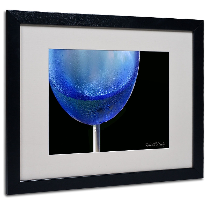 Kathie McCurdy 'Blue Wine Glass' Matted Framed Art - 11x14 Inches - Wood Frame image 1