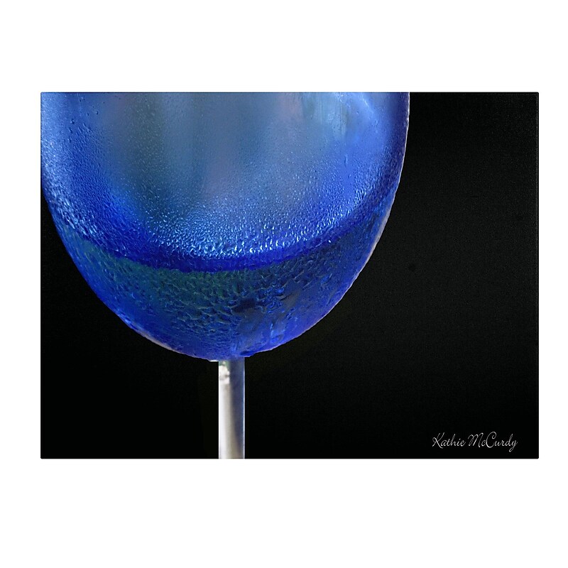Trademark Fine Art Kathie McCurdy 'Blue Wine Glass' Canvas Art 14x24 Inches image 1