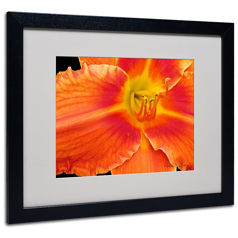 Kathie McCurdy 'Orange Day Lily' Matted Framed Art - 11x14 Inches - Wood Frame image 1