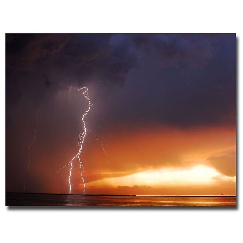Trademark Fine Art Kurt Shaffer 'Lightning Sunset IV' Canvas Art 35x47 Inches image 1