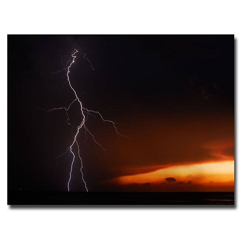 Trademark Fine Art Kurt Shaffer 'Lightning Sunset VI' Canvas Art 35x47 Inches image 1