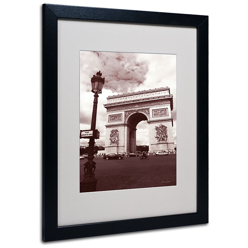 Kathy Yates 'Arc de Triomphe' Matted Framed Art - 11x14 Inches - Wood Frame image 1
