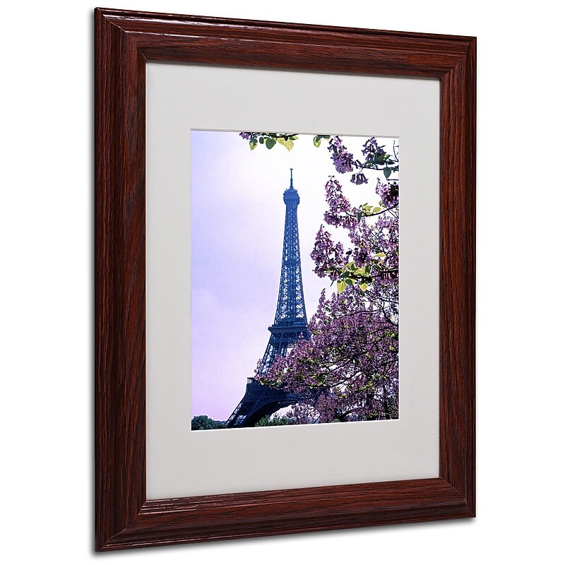 Kathy Yates 'Eiffel Tower with Blossoms' Matted Framed Art - 16x20 Inches - Wood Frame image 1