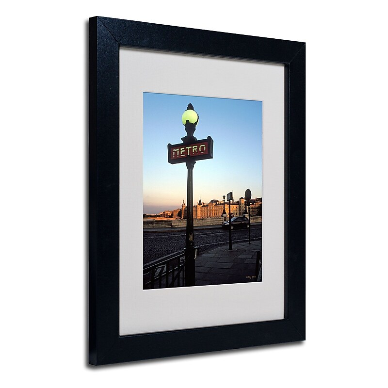 Trademark Fine Art Kathy Yates 'Le Metro at Dusk' Matted Art Black Frame 16x20 Inches image 1