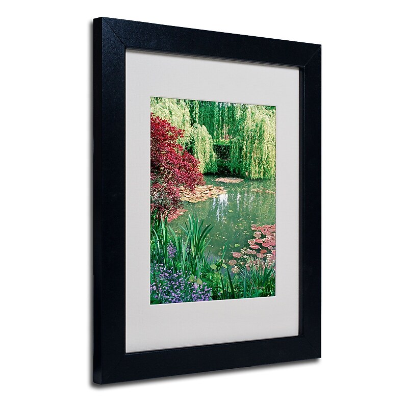 Trademark Fine Art Kathy Yates 'Monet's Lily Pond 2' Matted Art Black Frame 16x20 Inches image 1