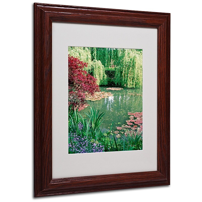 Kathy Yates 'Monet's Lily Pond 2' Matted Framed Art - 16x20 Inches - Wood Frame image 1