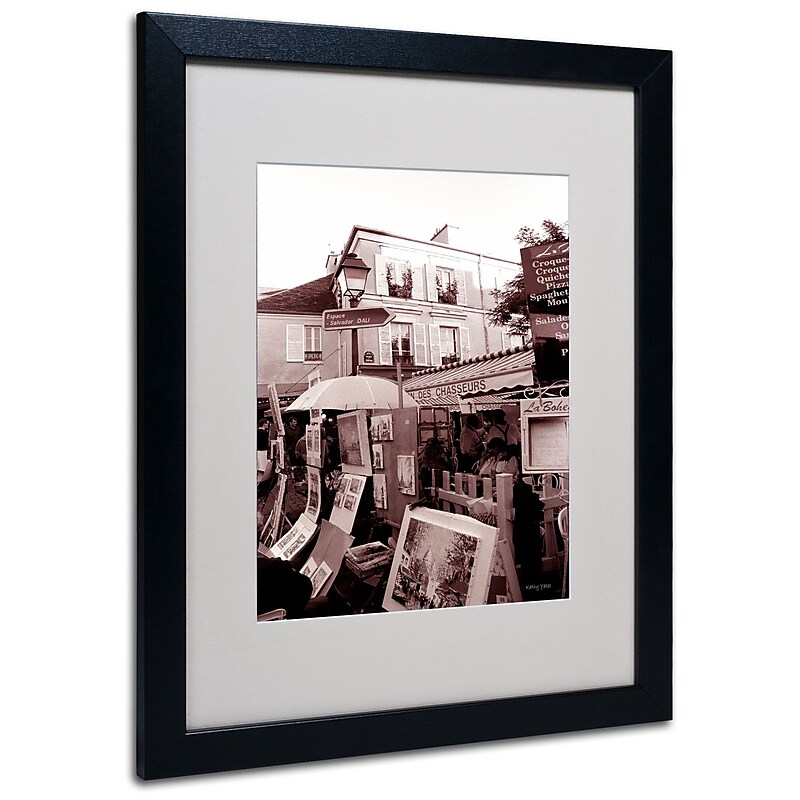 Kathy Yates 'Montmartre 2' Matted Framed Art - 11x14 Inches - Wood Frame image 1