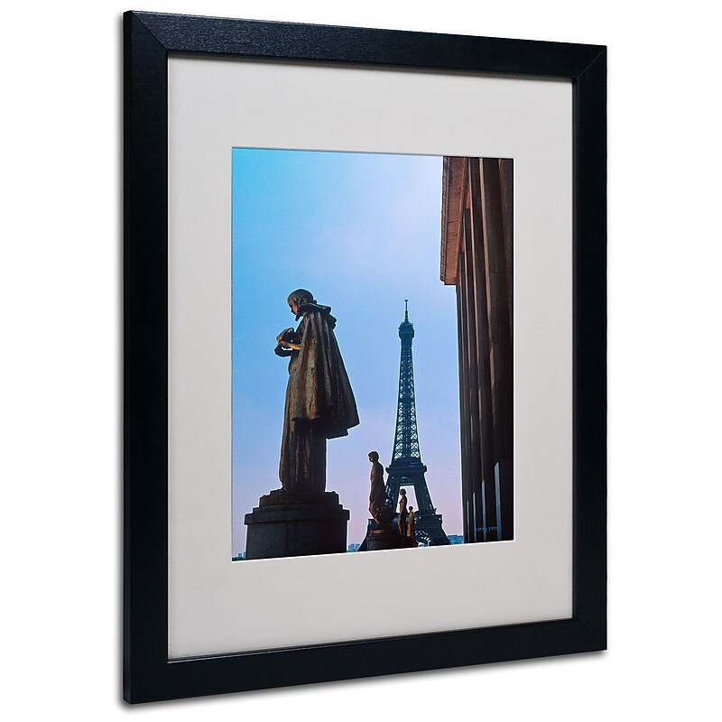 Kathy Yates 'View of Eiffel from Trocadero' Matted Framed - 11x14 Inches - Wood Frame image 1