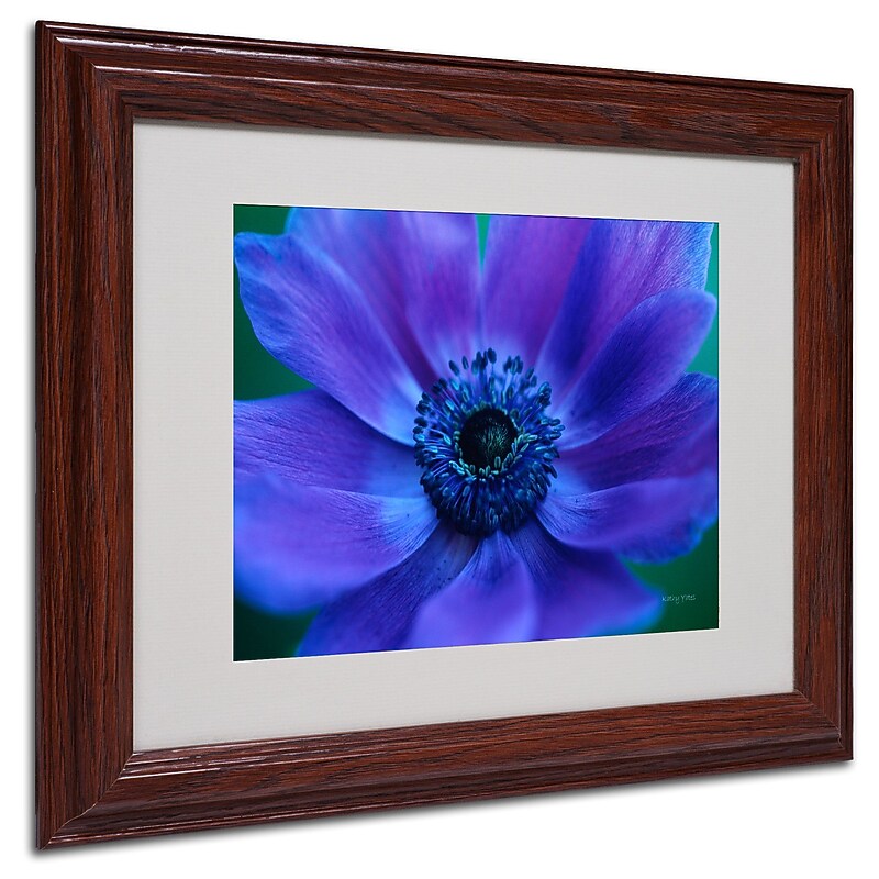 Kathy Yates 'Beautiful Anemone' Matted Framed Art - 16x20 Inches - Wood Frame image 1
