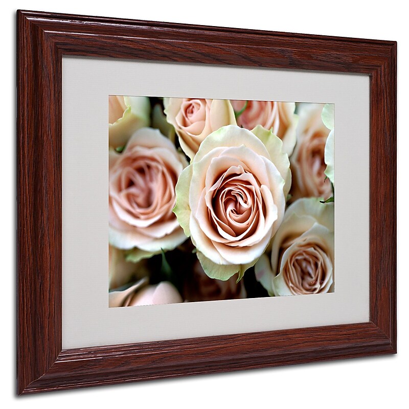 Kathy Yates 'Pale Pink Roses' Matted Framed Art - 16x20 Inches - Wood Frame image 1