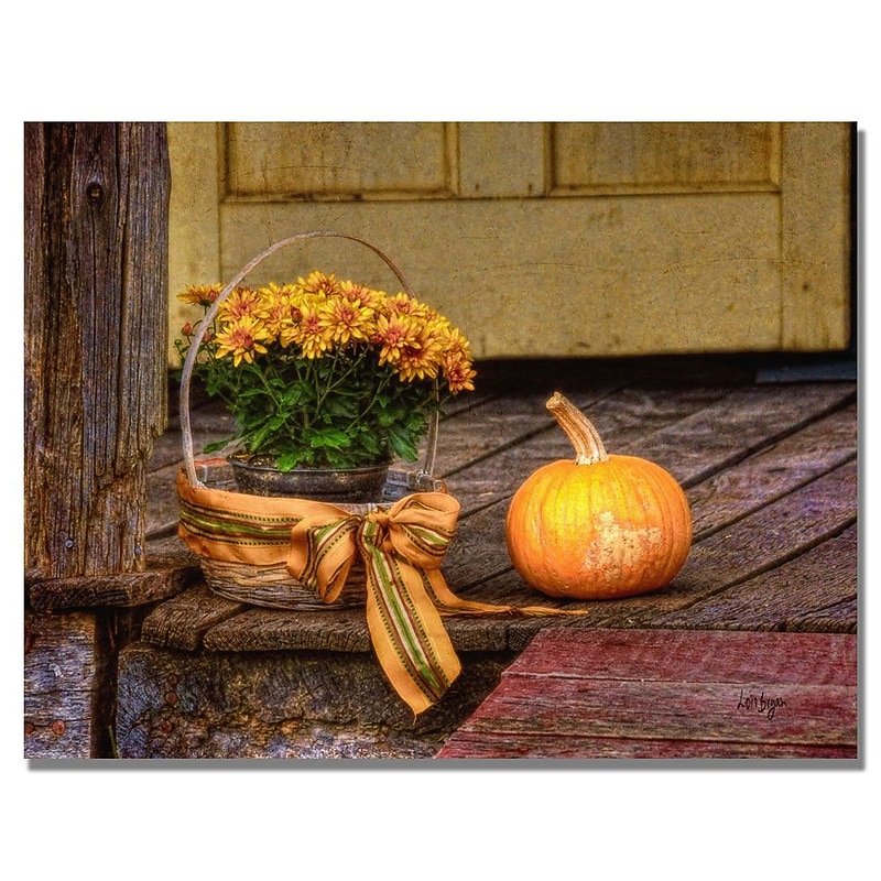 Trademark Fine Art Lois Bryan 'Pumpkin on the Porch' Canvas Art 18x24 Inches image 1