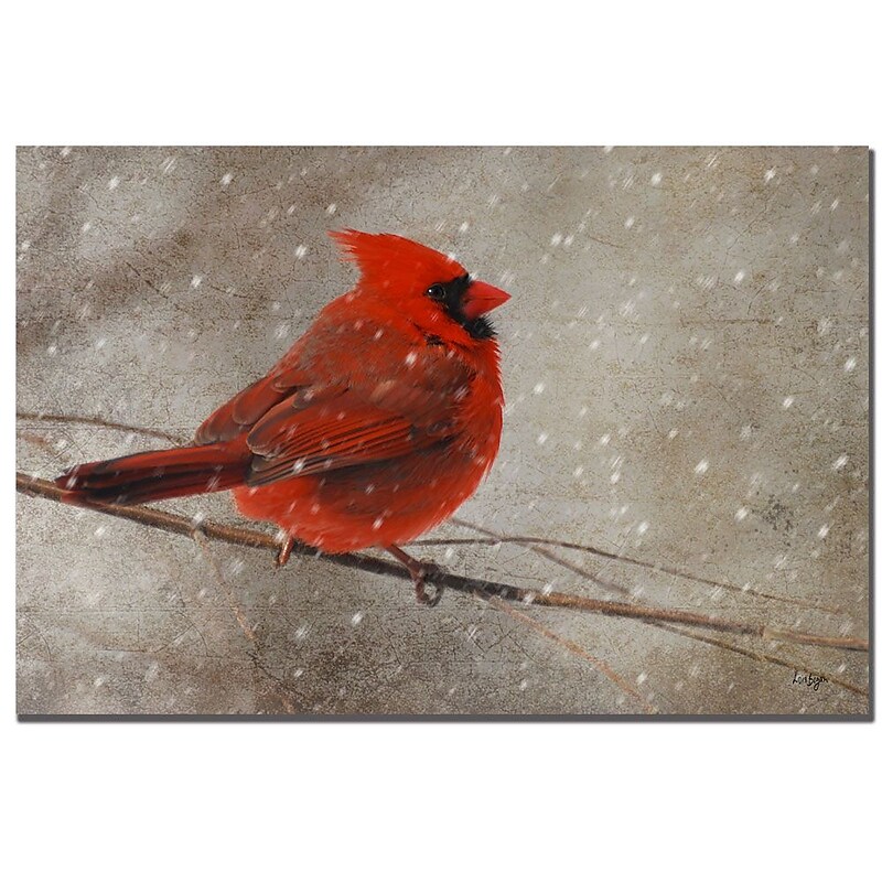 Trademark Fine Art Lois Bryan 'Cardinal in Winter' Canvas Art 22x32 Inches image 1