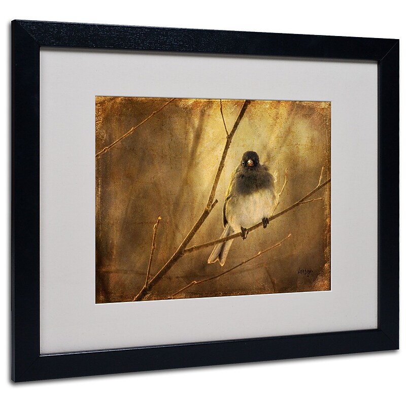 Lois Bryan 'Backlit Birdie Being Buffeted' Matted Framed Art - 11x14 Inches - Wood Frame image 1