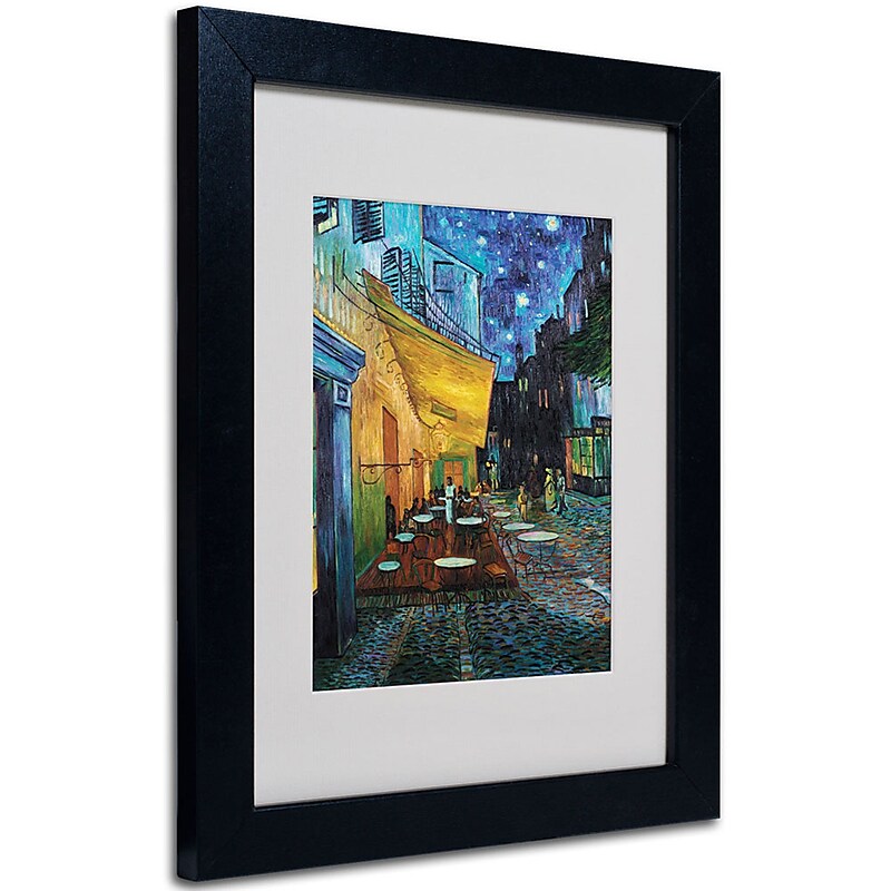 Trademark Fine Art Vincent van Gogh 'Cafe Terrace' Matted Art Black Frame 11x14 Inches image 1
