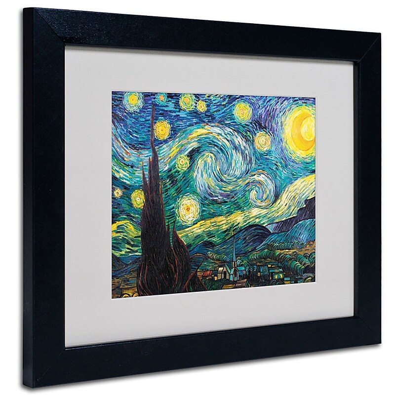 Trademark Fine Art Vincent van Gogh 'Starry Night' Matted Art Black Frame 11x14 Inches image 1