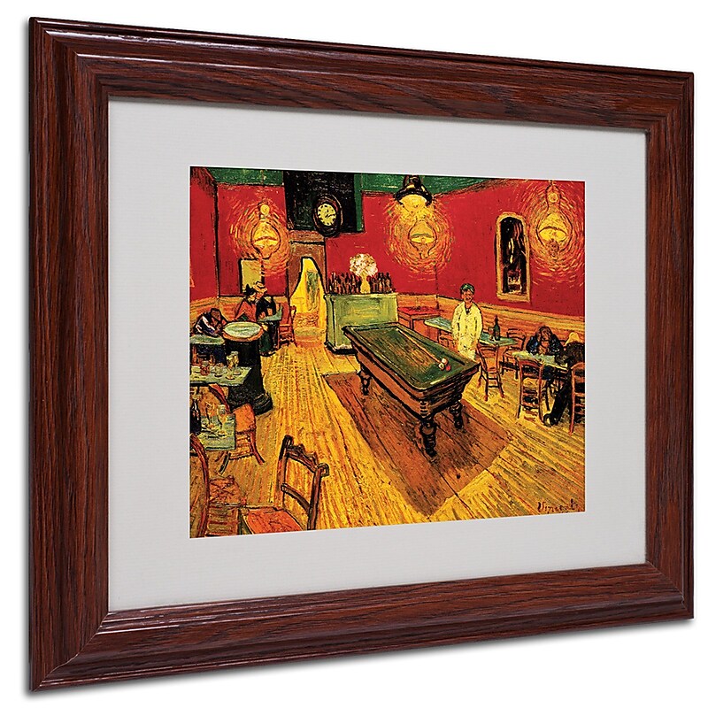 Vincent van Gogh 'Night Cafe' Framed Matted Art - 11x14 Inches - Wood Frame image 1