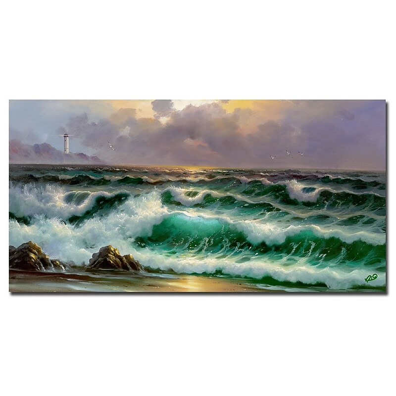 Trademark Fine Art Rio 'Waves III' Canvas Art 16x32 Inches image 1