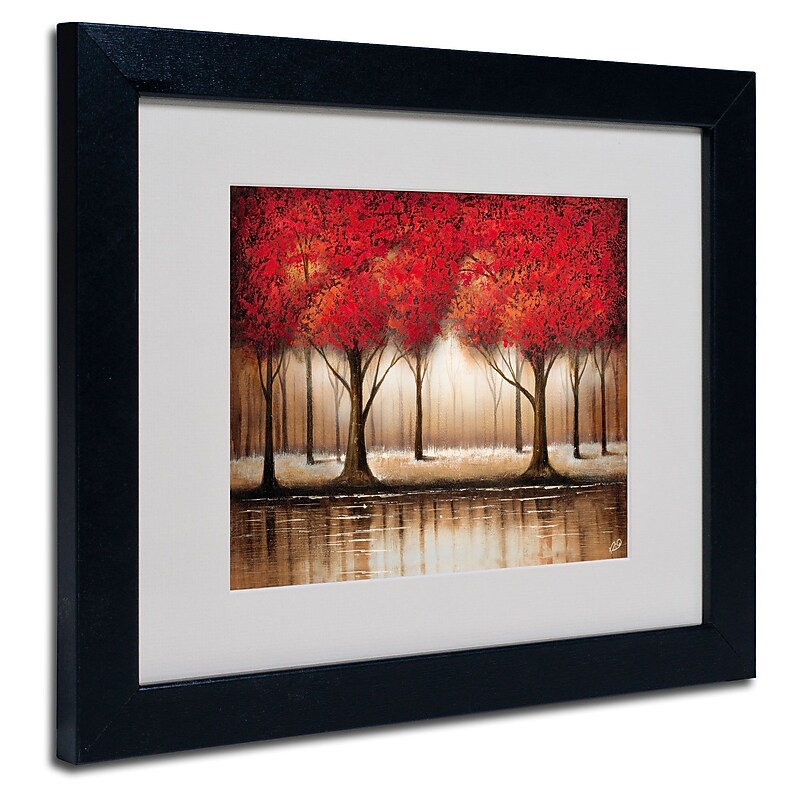 Trademark Fine Art Rio 'Parade of Red Trees' Matted Art Black Frame 11x14 Inches image 1