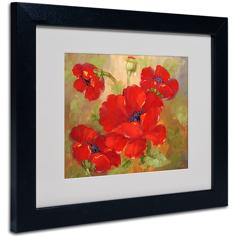 Trademark Fine Art 'Poppies' Matted Art Black Frame 11x14 Inches image 1